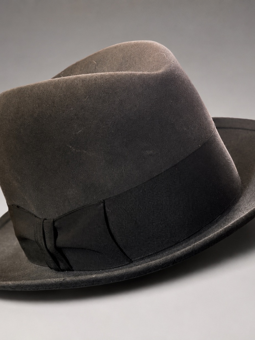 Vintage Royal Stetson Fedora Charcoal Grey Fur Felt Sz 7 1/4 1950s Mint